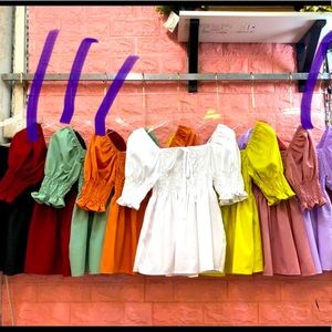 Cute tops puffed sleeves off shoulder